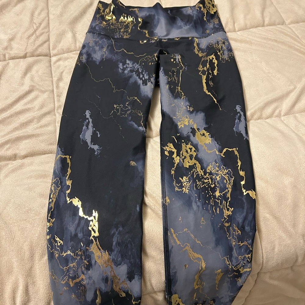 Old Navy Active Wear Black Gray&Gold High-Rise Powersoft  Medium Ankle Leggings